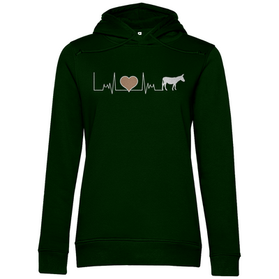 Damen Premium Bio Hoodie Esel Herzschlag
